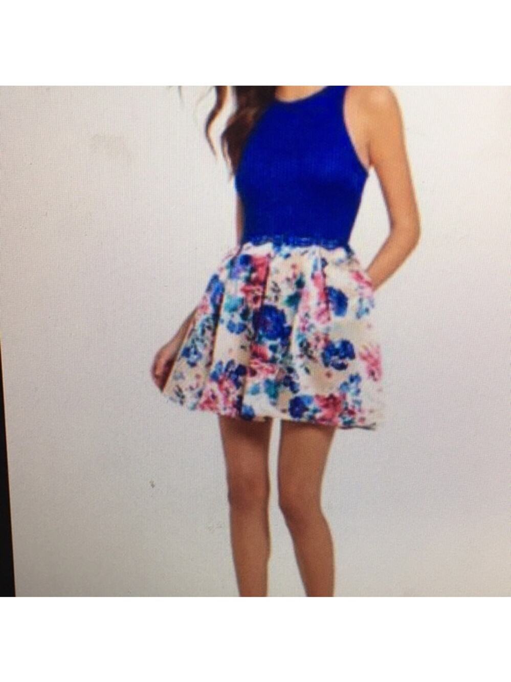 NWT Teeze Me Blue Lace White Floral Dress 18/19